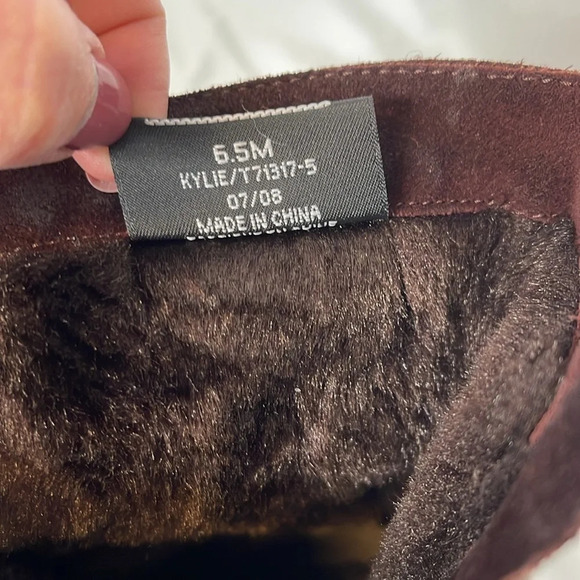 SANTANA Kylie Brown Square Toe Suede Wedge Boots Faux Fur Lined Y2K Neutral 6.5 - Picture 12 of 13